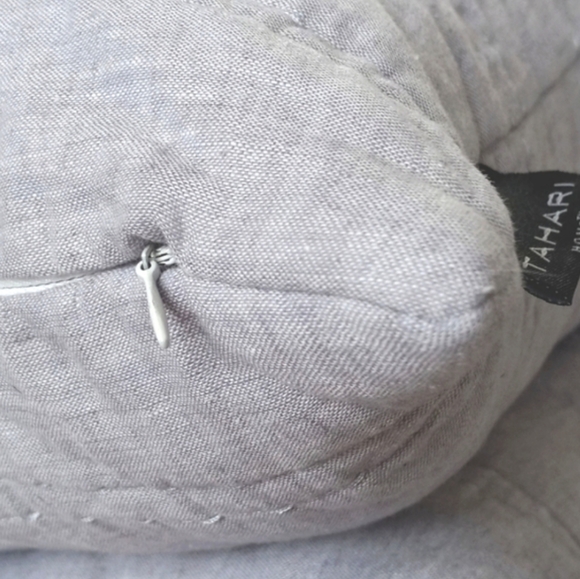 Tahari Home Set of 2 Euro Pillows Shams w Pillow Inserts Chambray Blue Denim - Picture 2 of 9